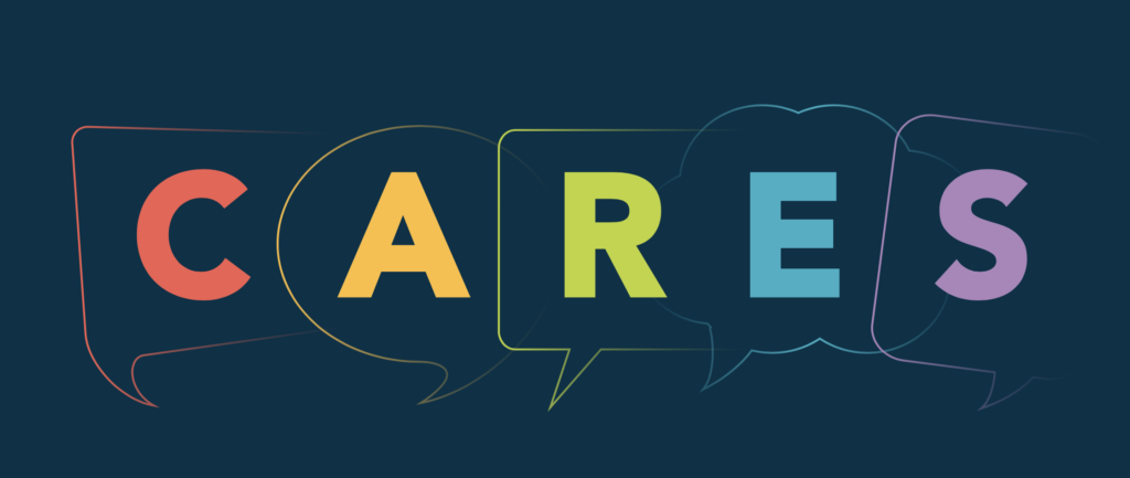 CARES graphic with listening and talking icons