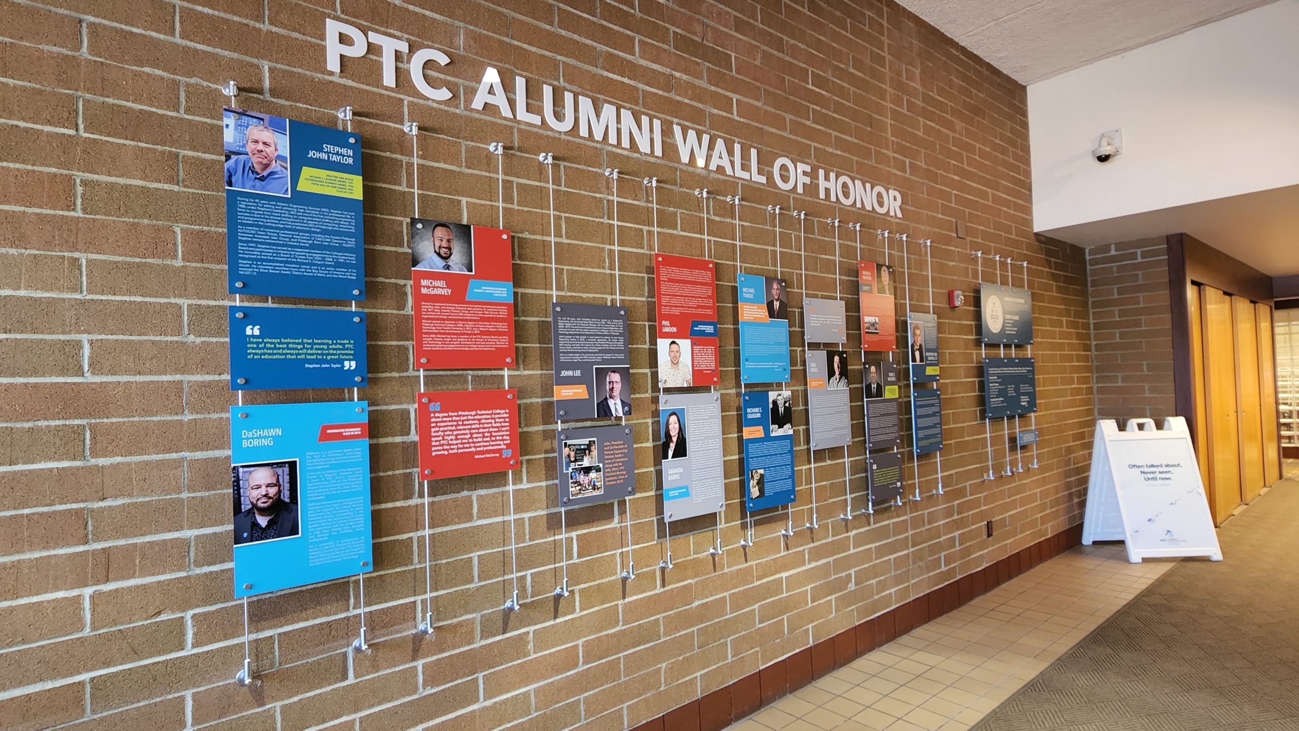 A photo of the Alumni Wall of Honor.