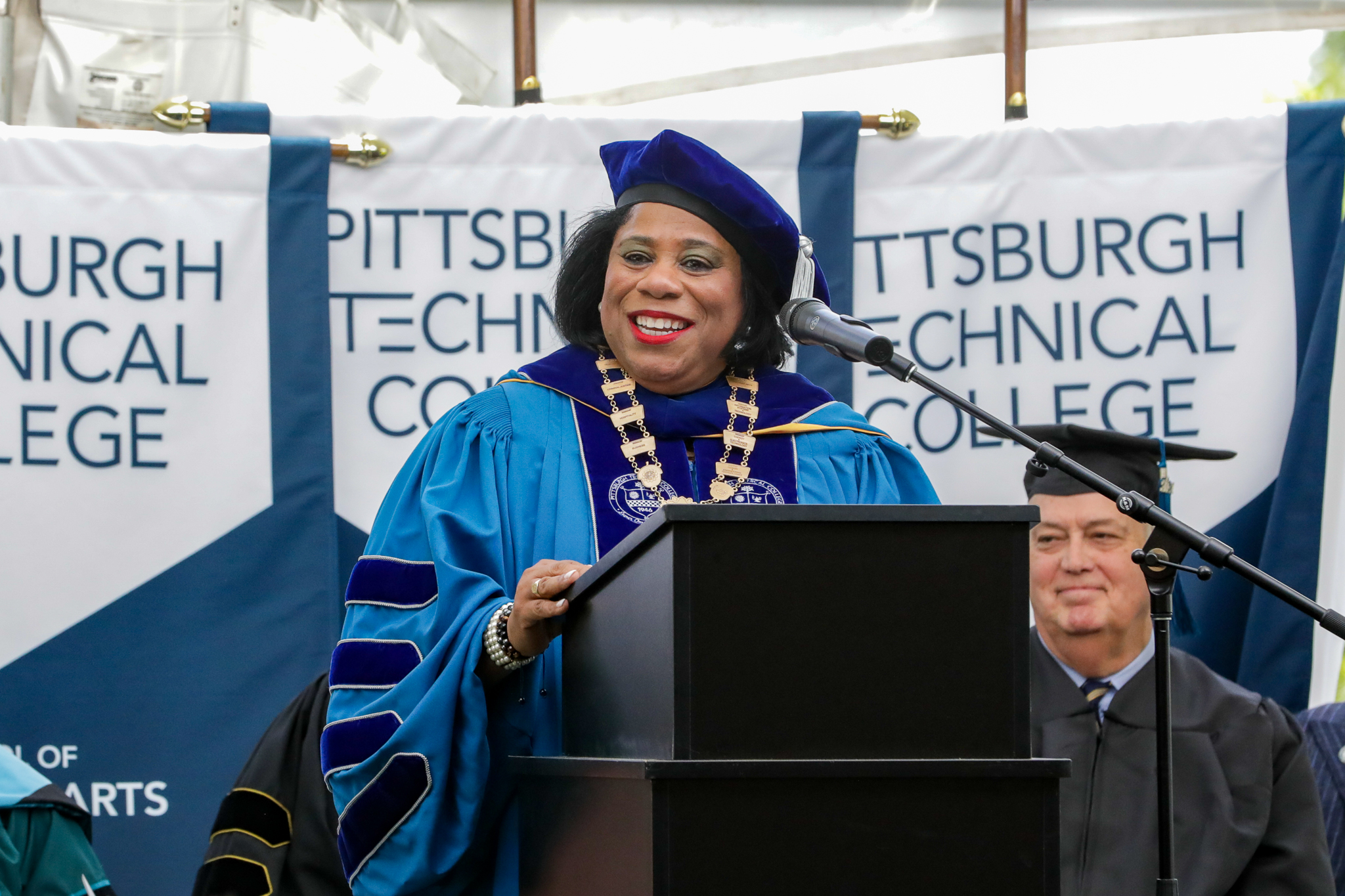 A photo of Dr. Harvey-Smith speaking at the Installation Ceremony.