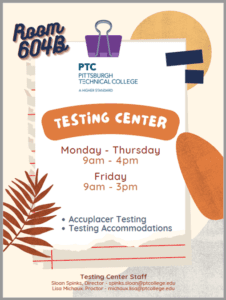 A flyer advertising the testing center.