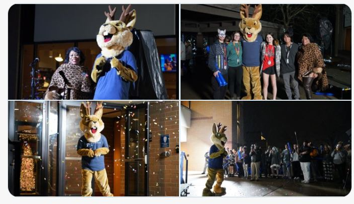 A photo collage of the PTC mascot reveal.